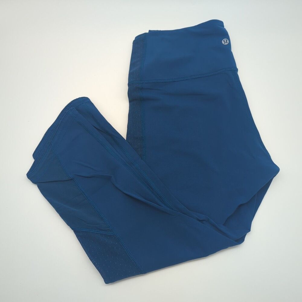 Lululemon Leggings Womens Size 10 Blue Body Con Crop Mesh Athleisure Pants
